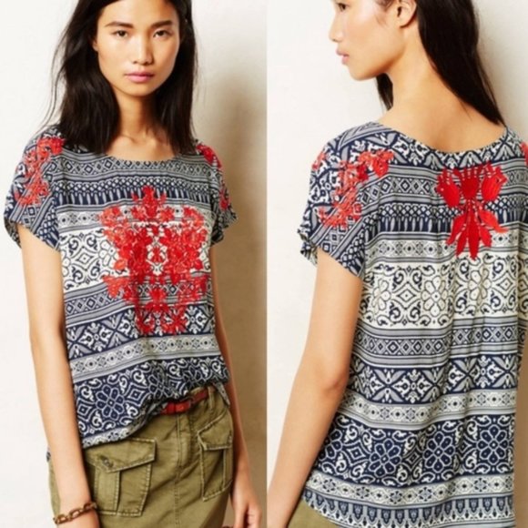 Anthropologie Tops - Anthropologie Vanessa Virginia Embroidered Top